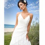 outgoing and relaxing simple beach wedding gown