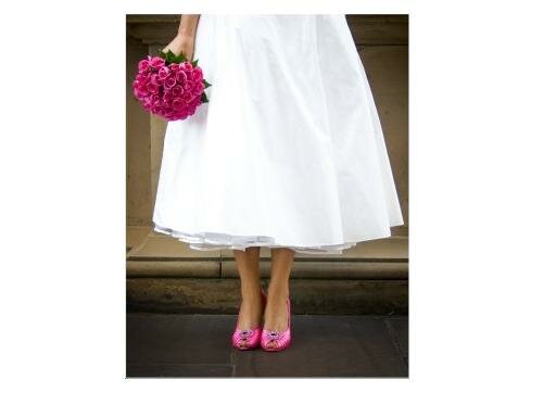 tea length wedding dress match with a pair of nice shoe